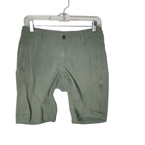 Kuhl Spire Hiking Cargo Shorts olive green Zip Pockets Womens Size 2 #6285 camp - Picture 1 of 9